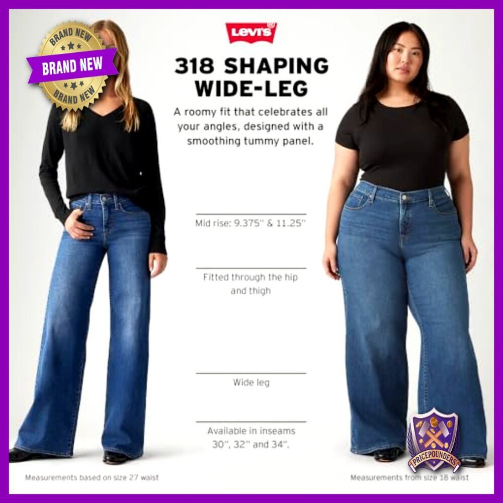 Wide Leg Shaping Jeans with Built-In Support Panel, Mid Rise - Picture 4 of 4